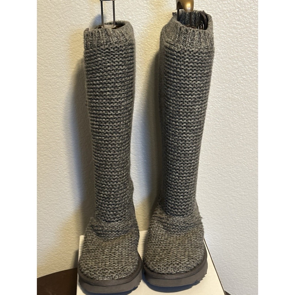 New UGG Australia Purl Cardy Knit Winter Boots UGGPURE Womens's US 6 EU 37 Gray - Picture 3 of 13